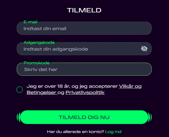 registrerer du dig hos GlitchSpin
